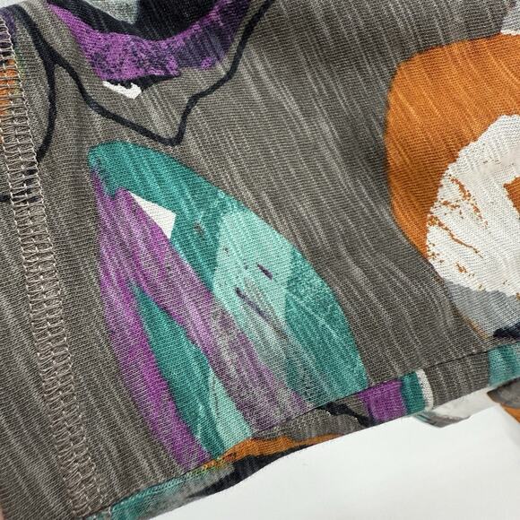 Escape by Habitat Clothes Large Gray Colorful Floral Long Sleeve Roundneck Artsy - Picture 4 of 8
